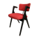 Red fabric chair with black base