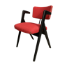 Red fabric chair with black base