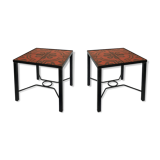 Pair modernist ceramic and metal tables, from the Cloutier Brothers, from the 1960s