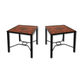 Pair modernist ceramic and metal tables, from the Cloutier Brothers, from the 1960s