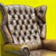 Fauteuil inclinable chesterfield vintage fait main marron