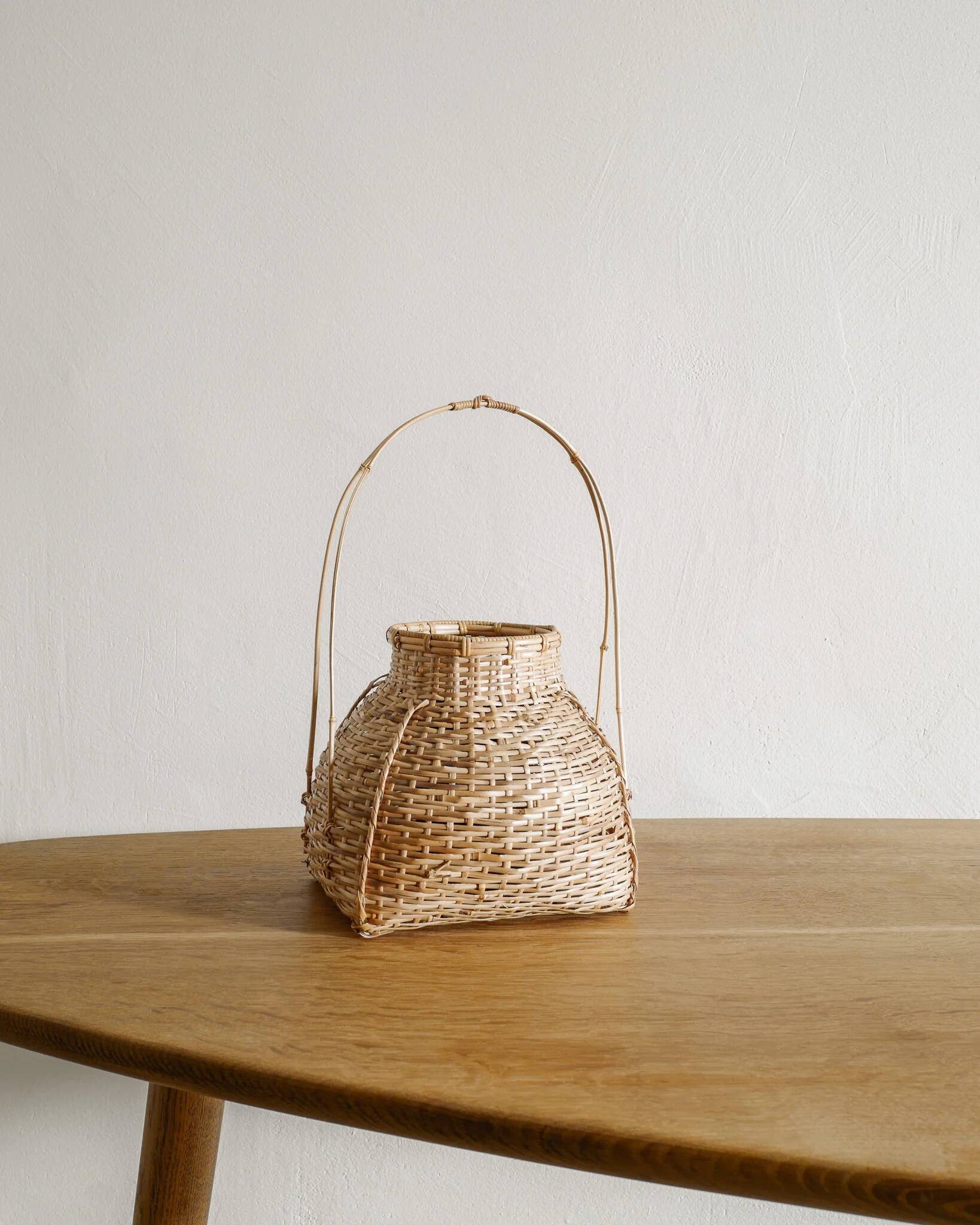 Vintage Japanese Ikebana Flower Bamboo Basket, 1960s
