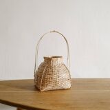 Vintage Japanese Ikebana Flower Bamboo Basket, 1960s