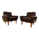 Vintage retro danish mid-century g. thams club chairs in coco brown leather