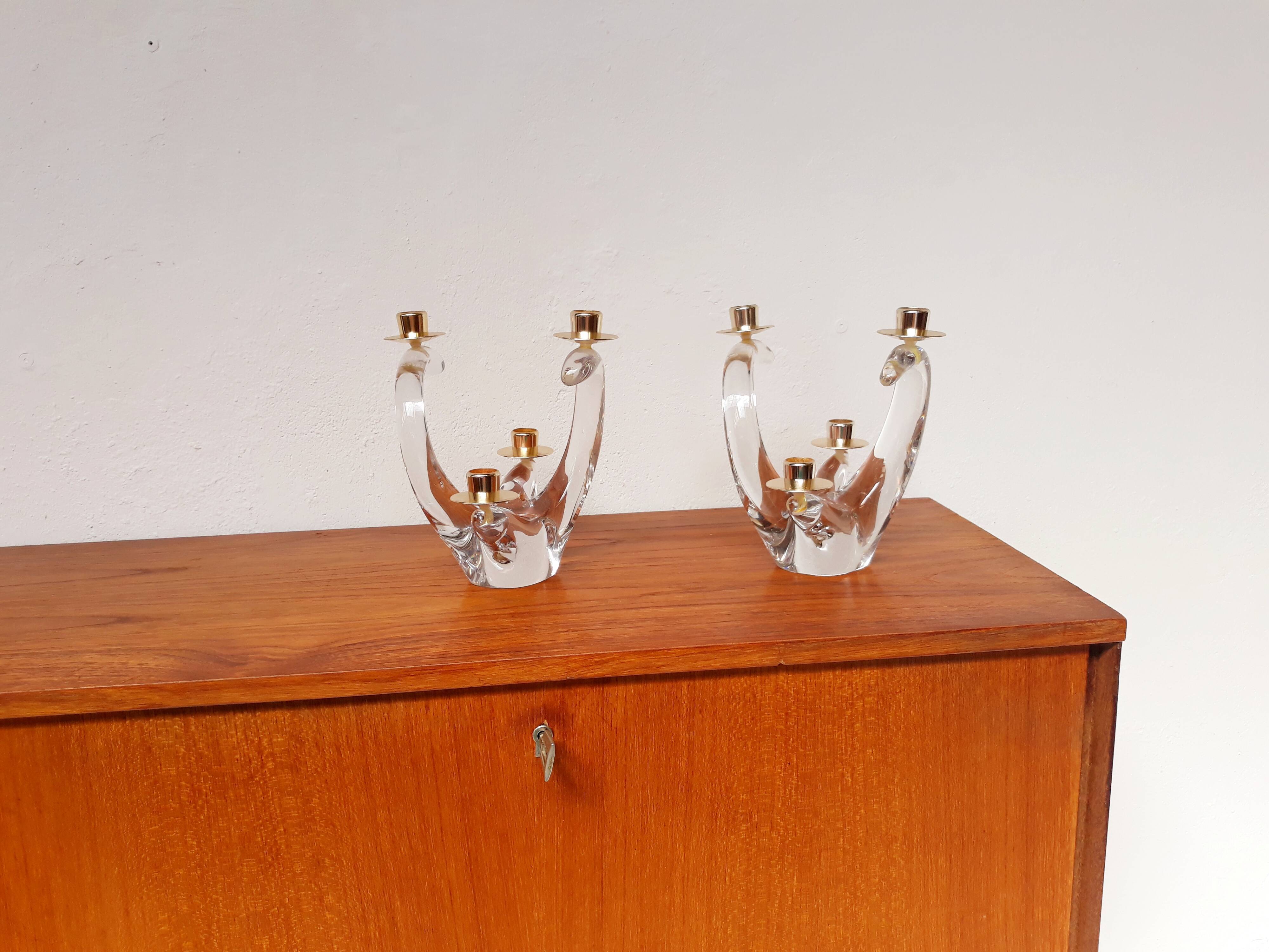 Schneider pair of vintage Crystal candlesticks