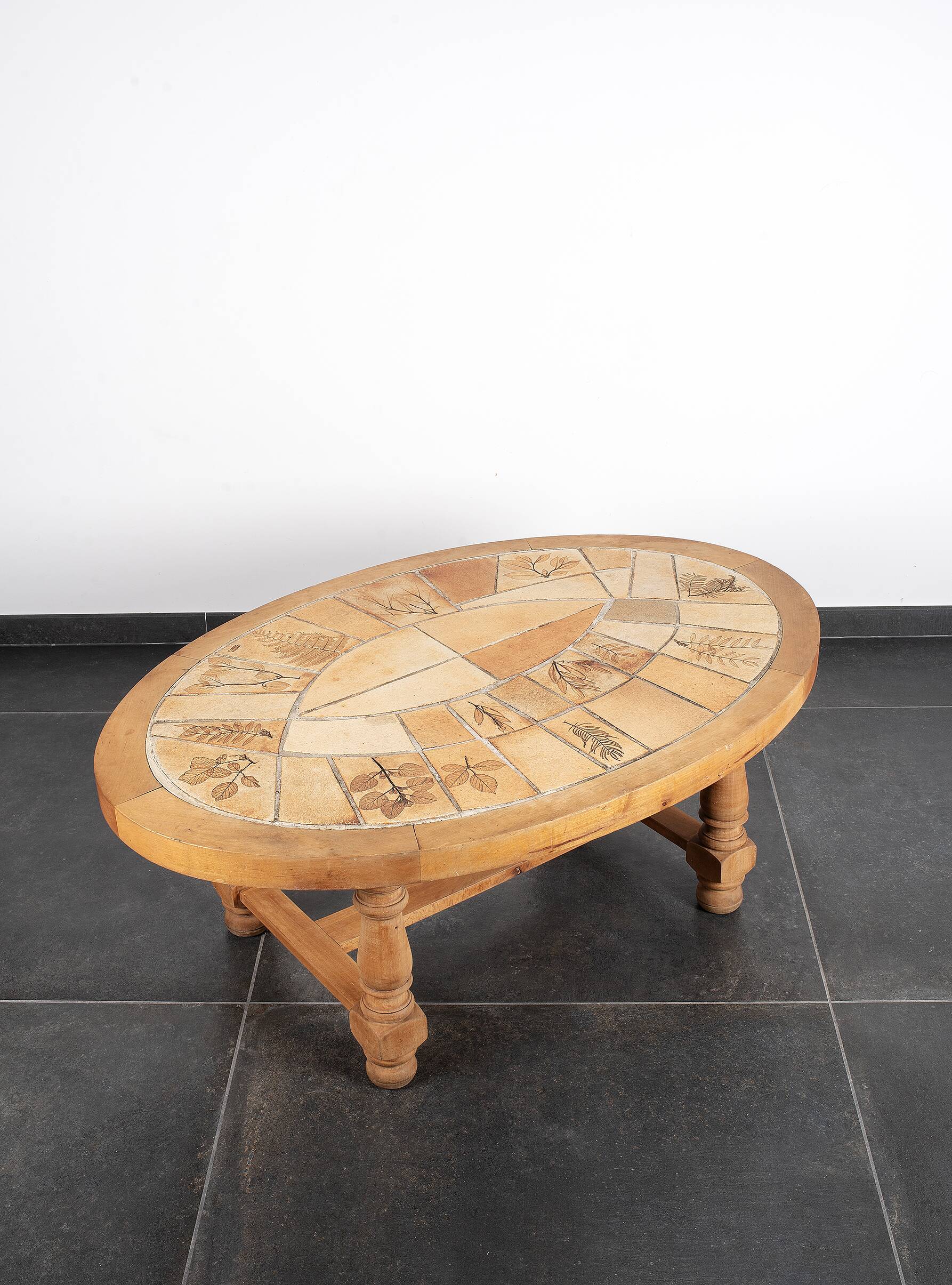 Vallauris wooden and ceramic coffee table
