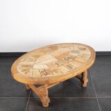 Vallauris wooden and ceramic coffee table