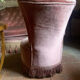 Small old toad armchair in old pink velvet