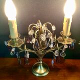Pair of bronze and crystal girandoles