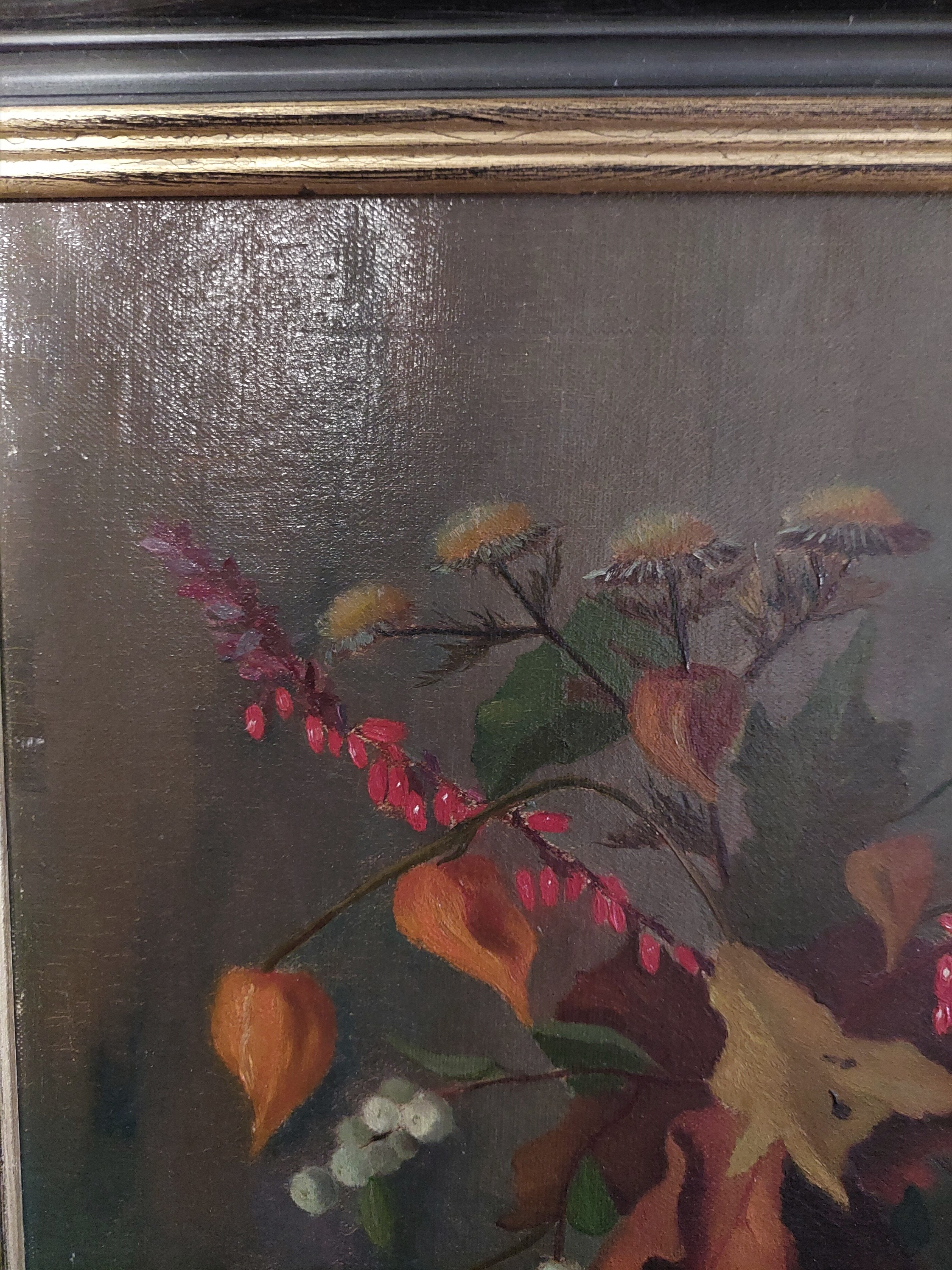Painting oil on canvas still life bouquet
