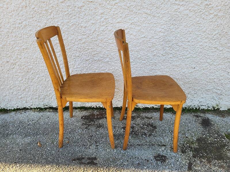 Pair of monobloc bistro chairs