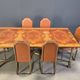 Vintage burl wood and brass dining table by Belgochrom, 1970s