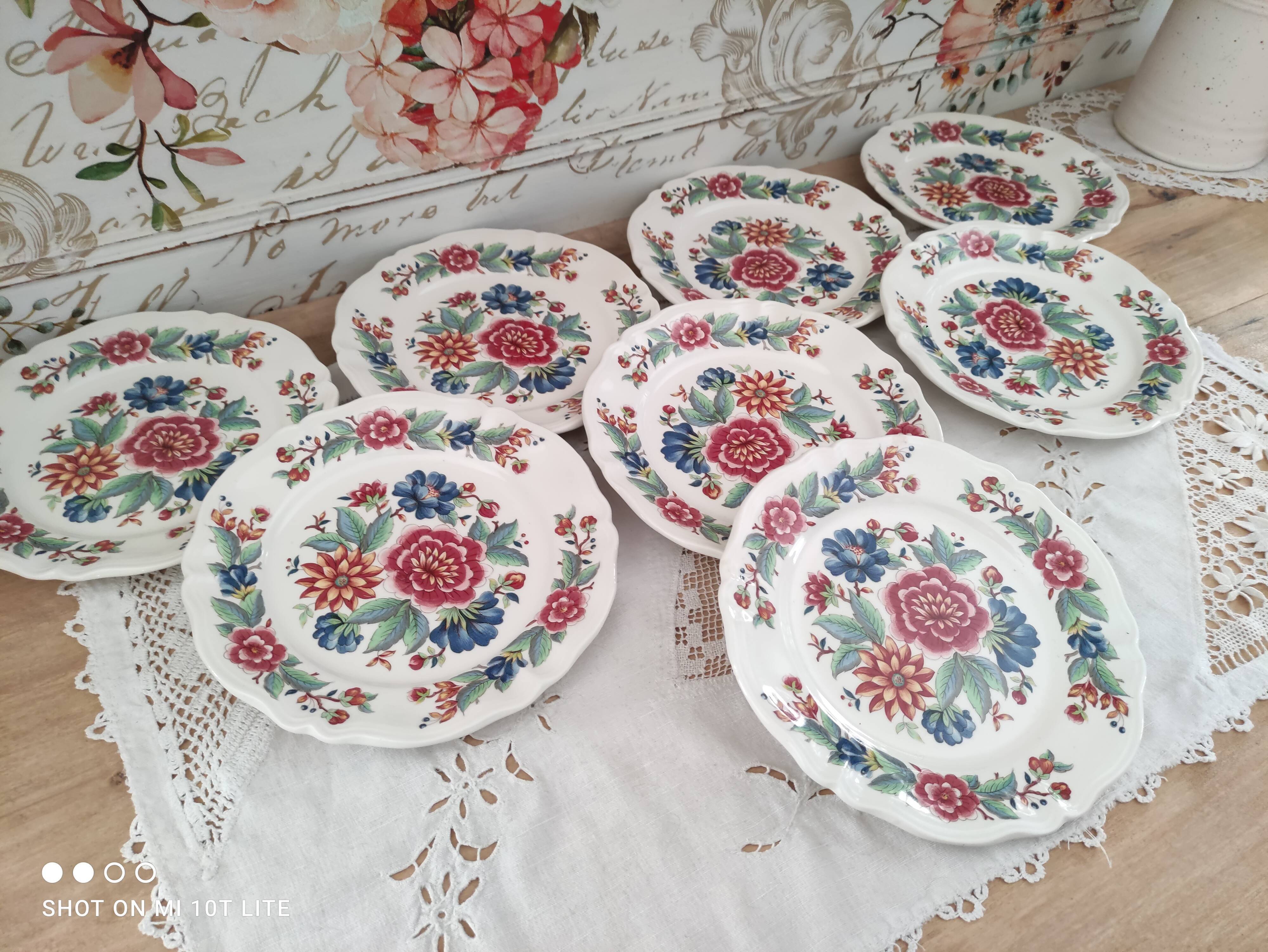 Set of 8 dessert plates Sarreguemines Vence model