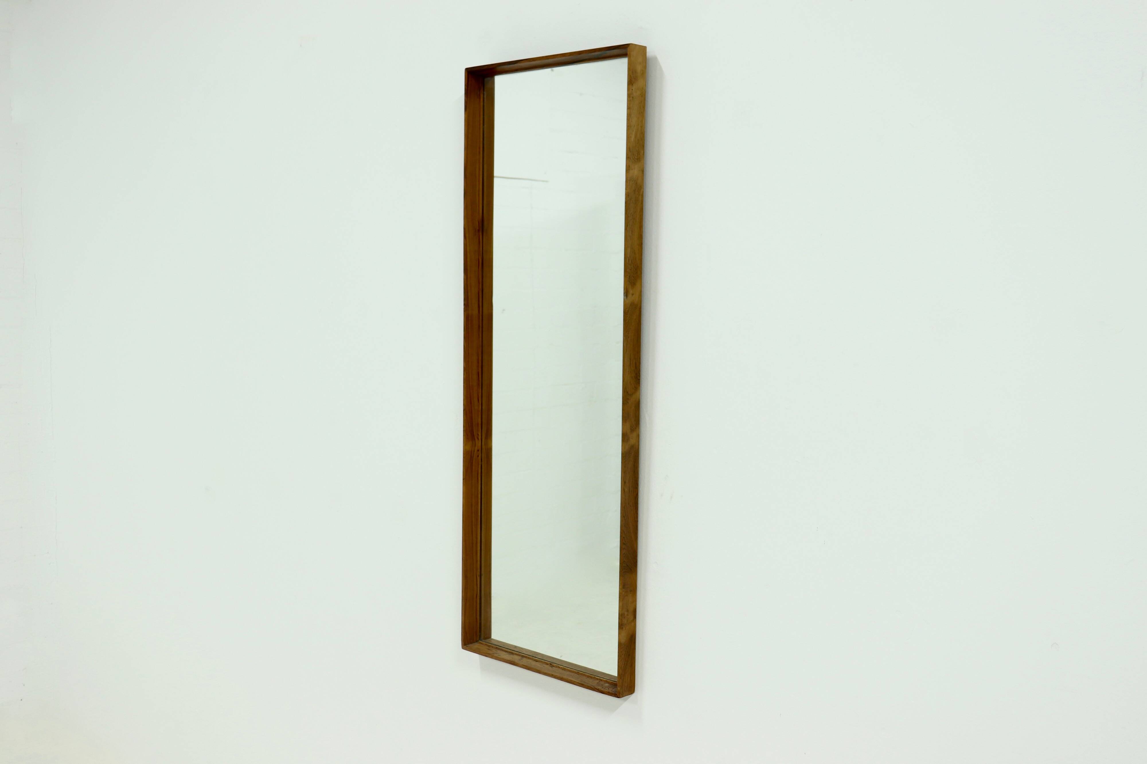 Large Scandinavian Rectangular Rosewood Mirror 1960s