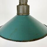 Industrial Green Enamel Factory Pendant Lamp with Cast Aluminium Top, 1960s