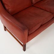 Red leather sofa, Scandinavian design, 1960s, designer: Fredrik Kayser, production: Vatne Møbler