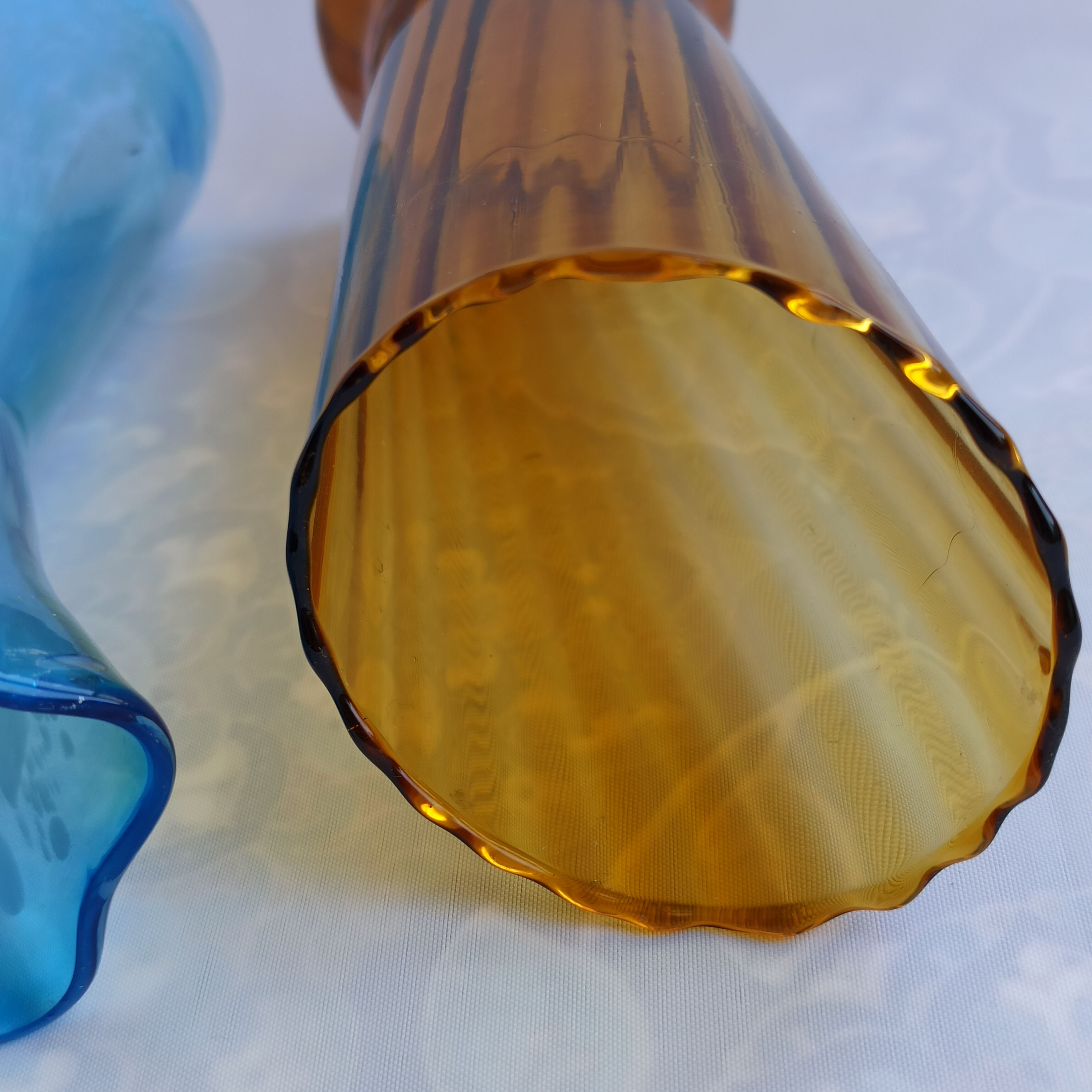 Duo of vintage Italian vases in blown glass