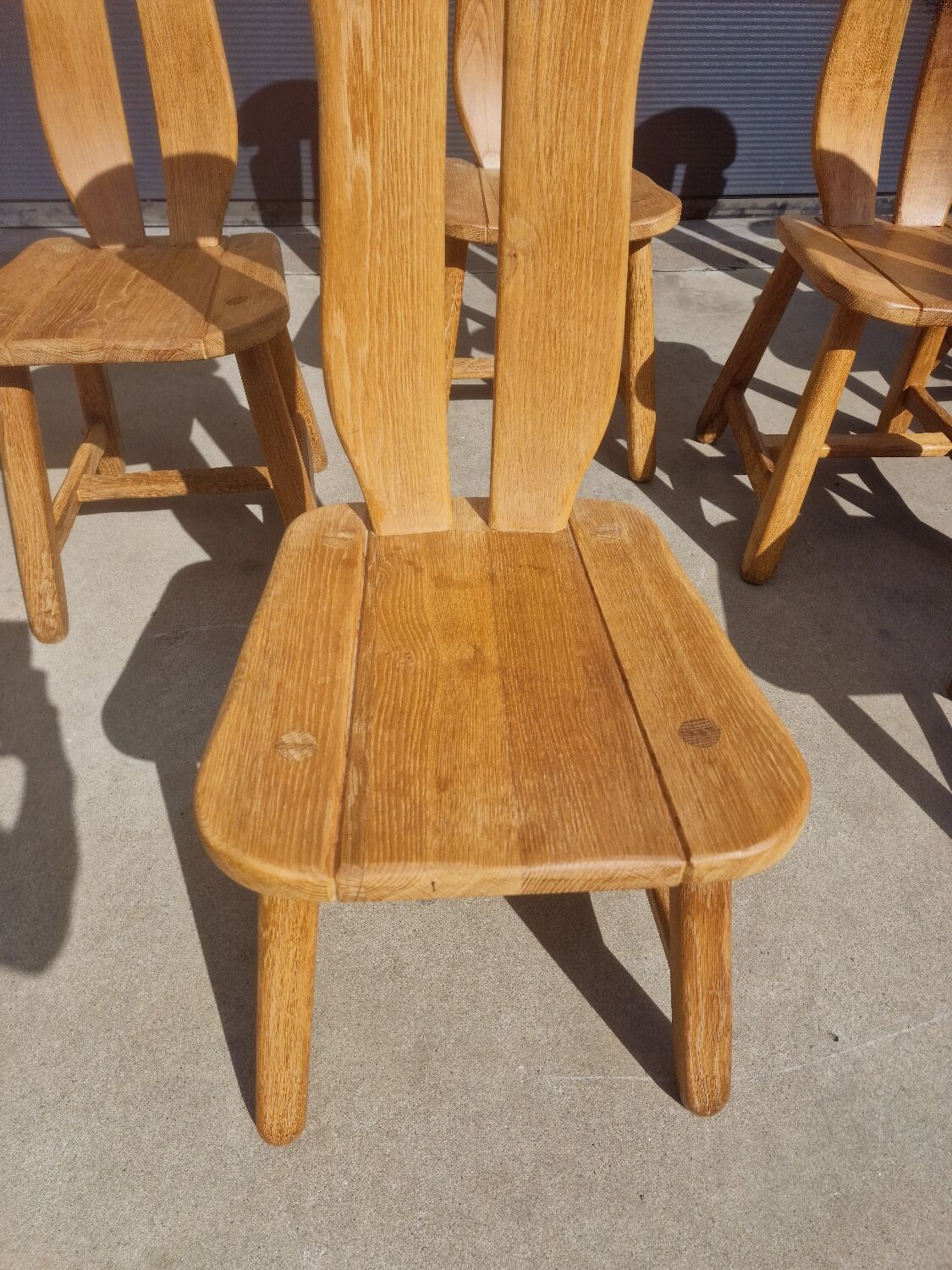Set of 8 Britalist Oak Chairs from De Puydt, Belgium 1970s