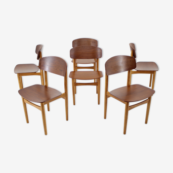 Chaises à manger en chêne et en teck Børge Mogensen Modèle 122 des années 1960 pour Søborg Møbelfabric, Danemark