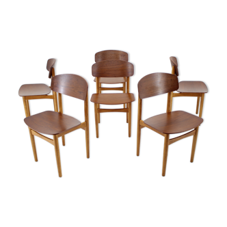 1960s Børge Mogensen Model 122 Oak and Teak Dining Chairs for Søborg Møbelfabric, Denmark