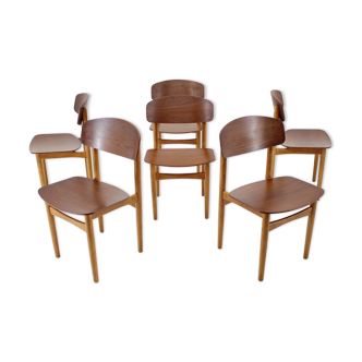 Chaises à manger en chêne et en teck Børge Mogensen Modèle 122 des années 1960 pour Søborg Møbelfabric, Danemark