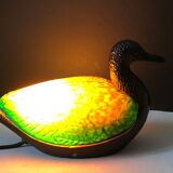 Lampe veilleuse canard en verre coloré