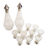 Art Deco liqueur set, glass & silver-plated metal ARGIT