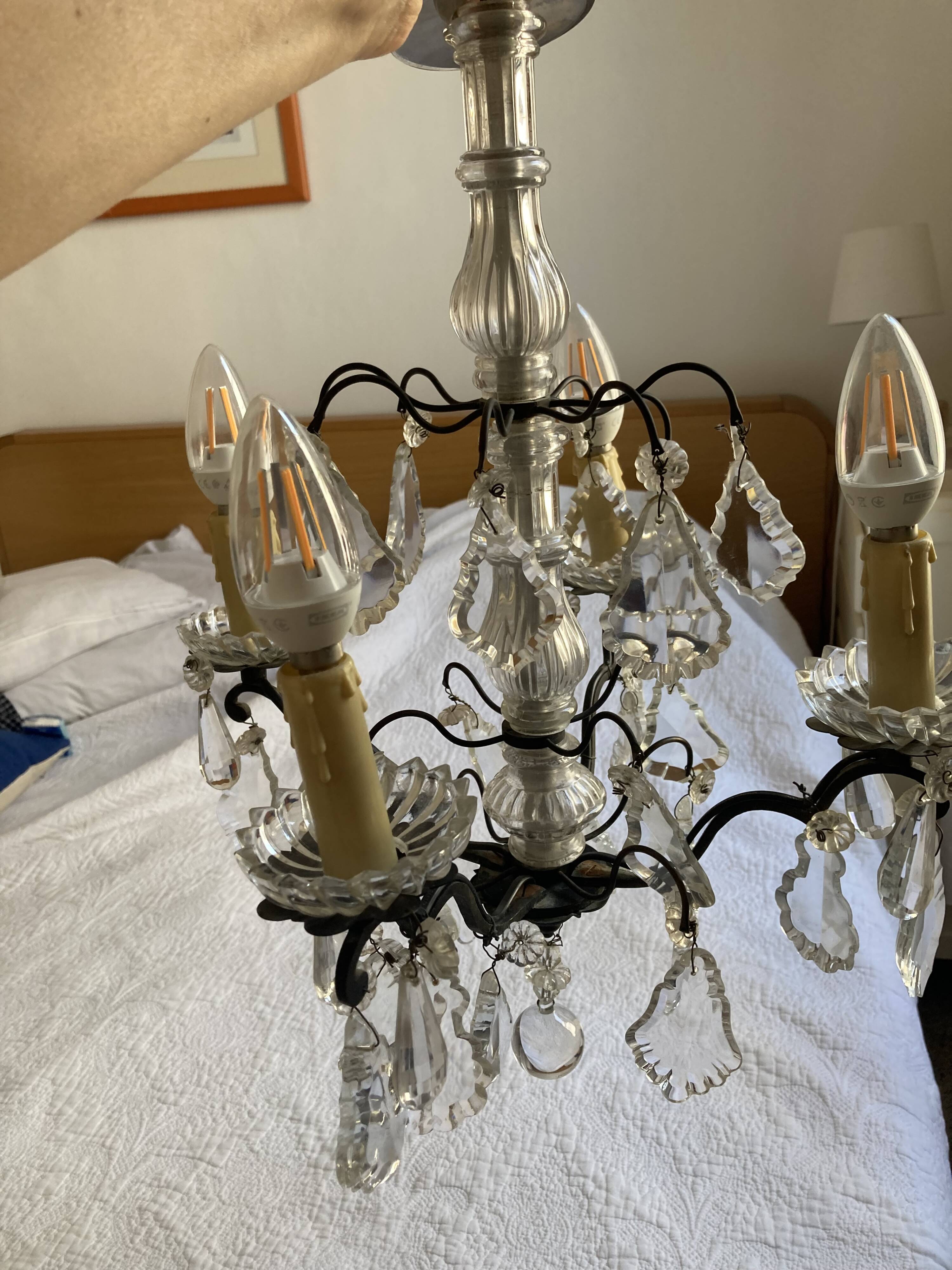 Lustre vintage à pampilles 4 branches