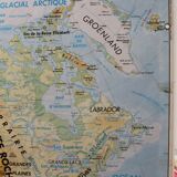 Old laminated map "North America - Physical Map" on the front / Agriculture and climate" back