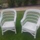 Rattan armchairs, white lacquered
