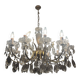 Ensemble de réception en laiton massif et cristal – 2 lustres et 2 applique