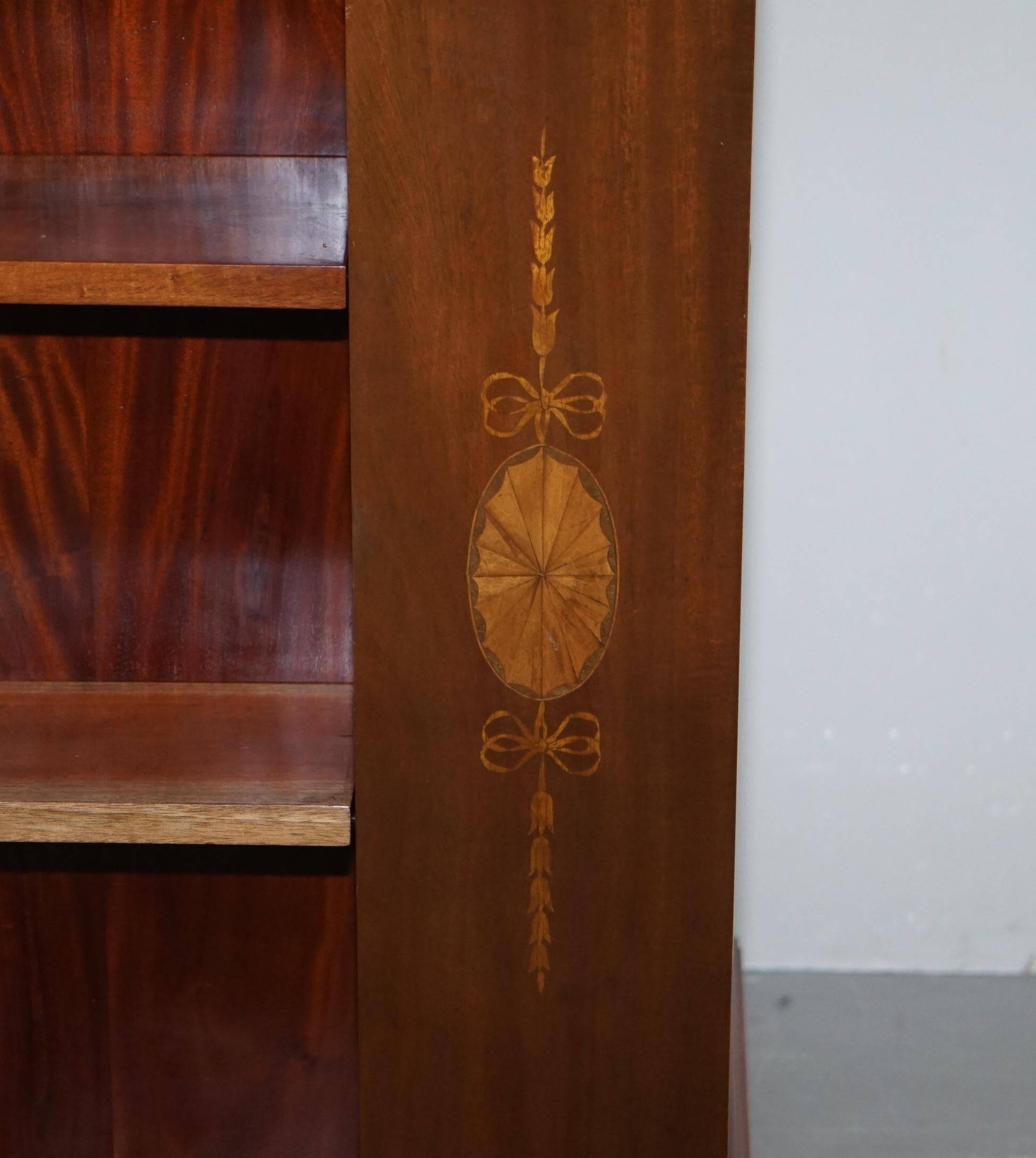 Edwardian burr walnut revolving bookcase with Sheraton inlays circa 1900