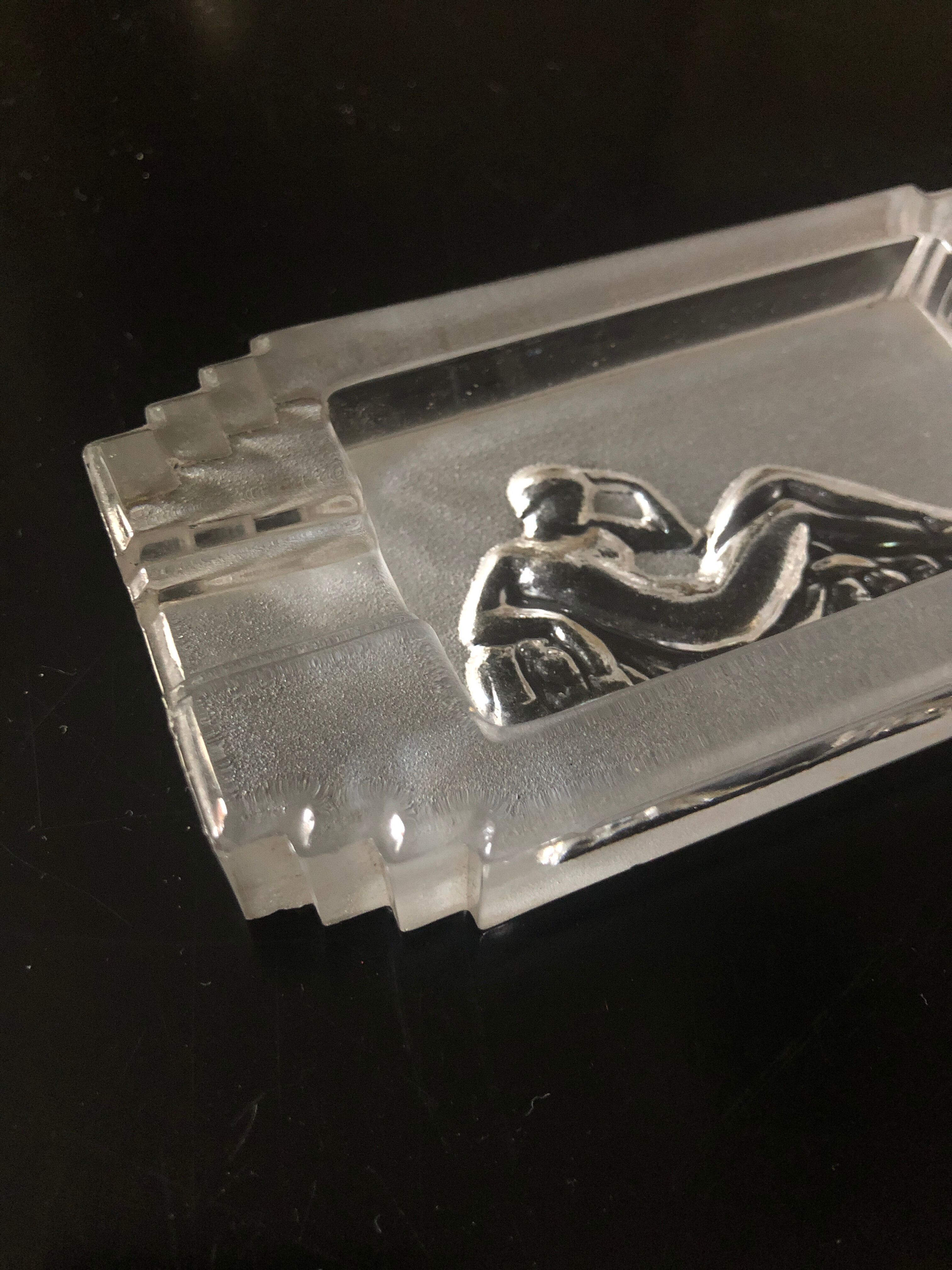 Art deco pressed glass ashtray