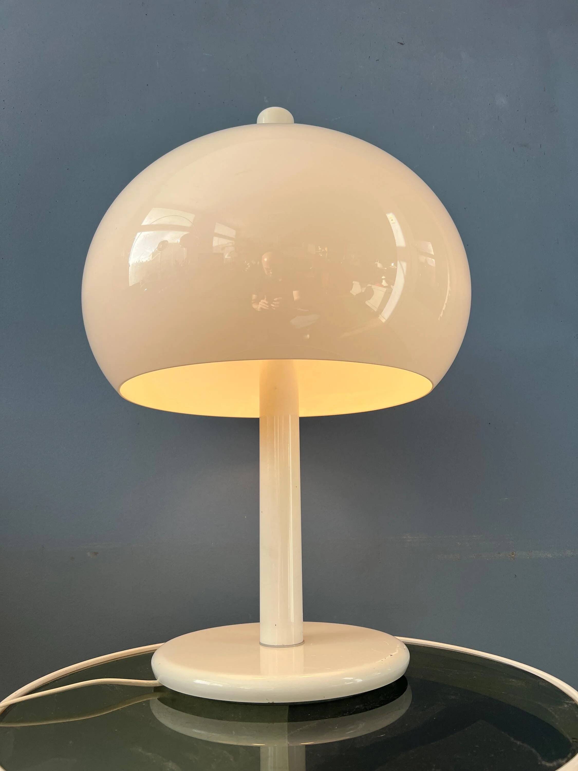 Vintage Space Age white Dijkstra mushroom table lamp