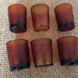 6 amber glasses