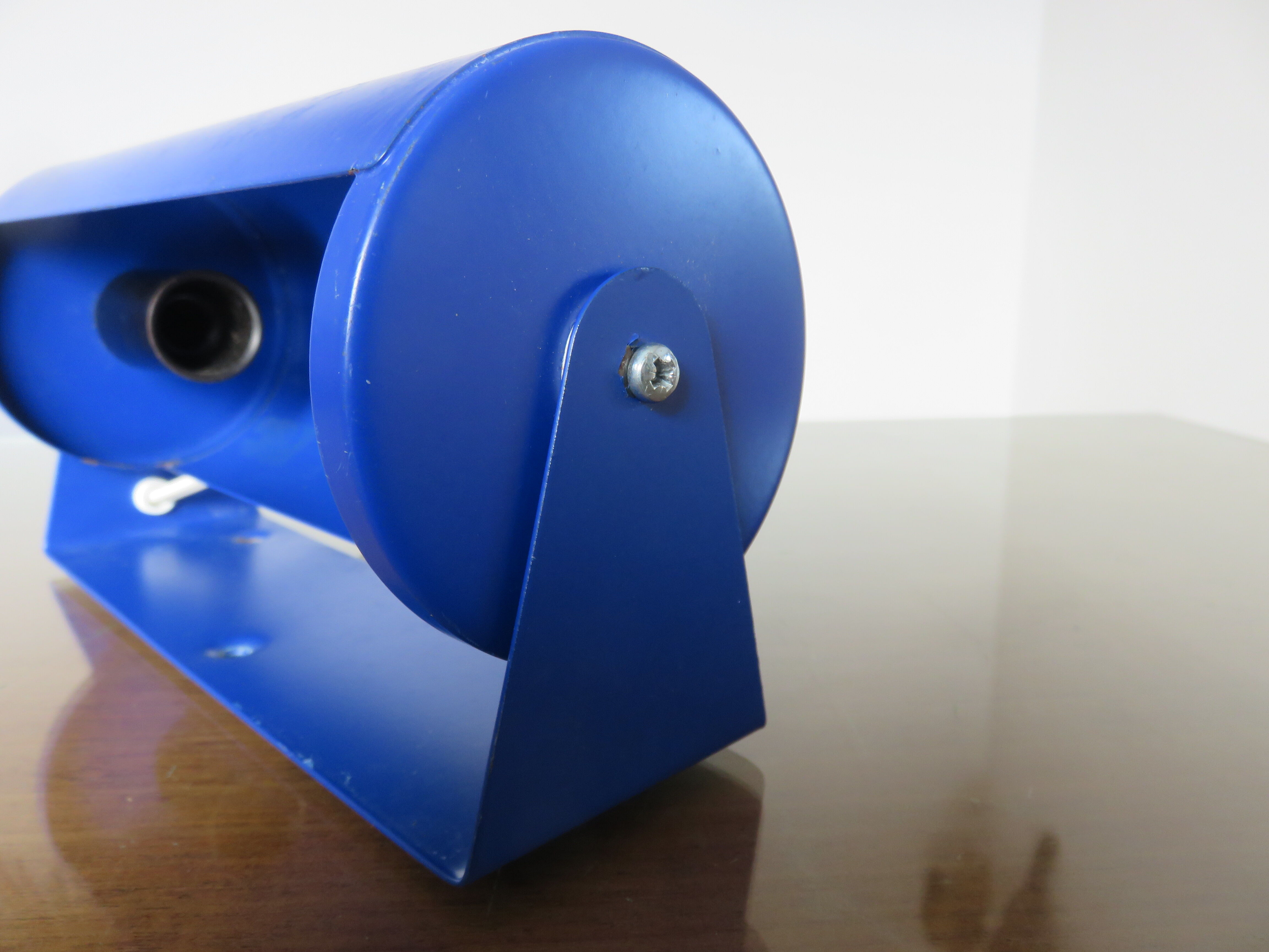 Ikea roll wall lamp model V413 in blue lacquered metal 1980
