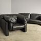 Moroso sofa set and armchairs in black leather, 1984