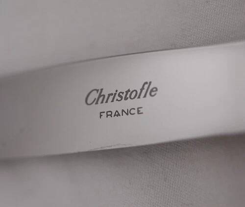 Christofle Marly, 8 dessert knives, for dessert and cheese, silver-plated metal, 19.5cm.