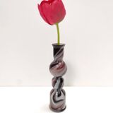 Purple and White Murano Glass Vase “Wave” by Carlo Moretti, Italy