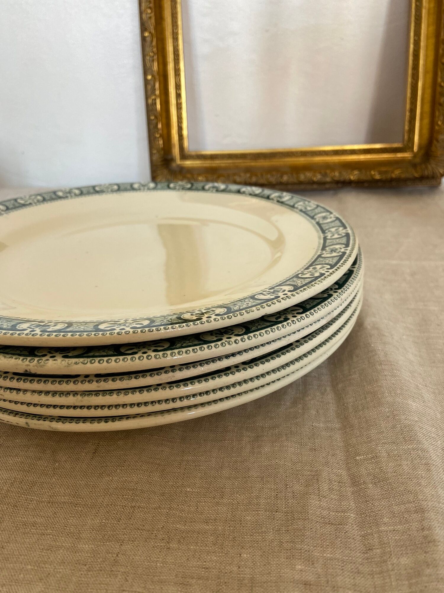 Plates flat porcelain Iron earth Vintage antique tableware