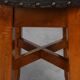 Arts & Crafts Meets Early Art Deco Oak & Leather Stool, France 1920