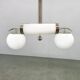 Chandelier en chrome Bauhaus exceptionnel avec abat-jours en verre, années 1930