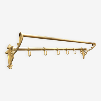 Art-deco wall-mounted coat rack in brass