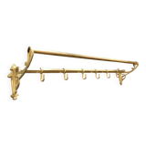 Art-deco wall-mounted coat rack in brass