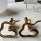 Pair of Zoomorphic candlesticks cobras, brass. Art Deco