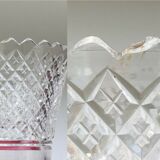 Red crystal collar vase with translucent collar