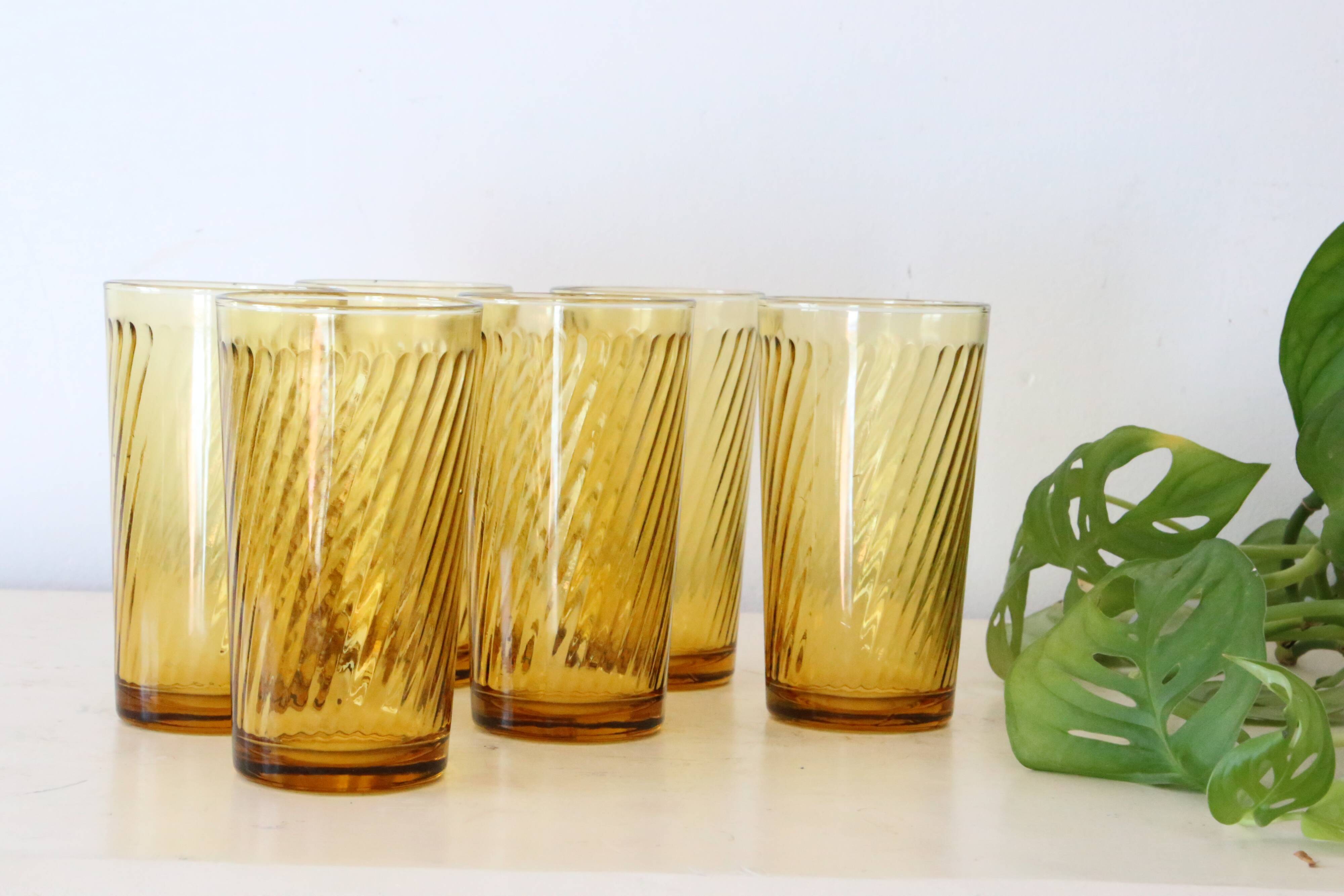 Lot de 6 verres ambrés
