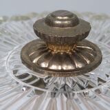 Hollywood Regency ceiling light, cut glass and openwork gold edge.