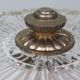 Hollywood Regency ceiling light, cut glass and openwork gold edge.