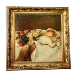 Oil on canvas "Still life dog and wader"